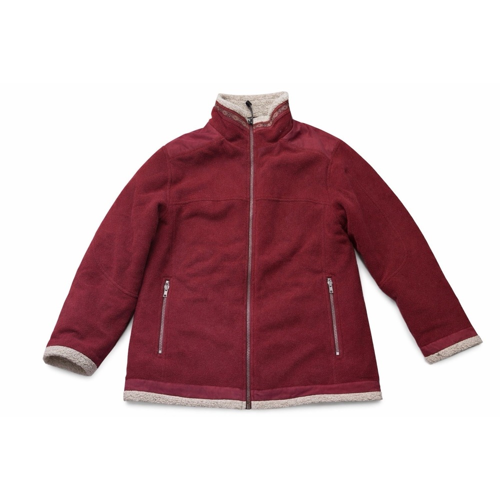 Cabelas Womens Medium Red Fleece Sherpa Lined Coat‎